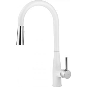   Deante Lukrecja mosogató csaptelep-kihúzható zuhanyfej_fehér-króm