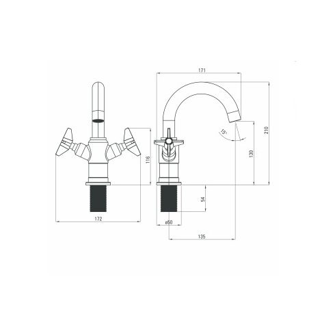 Deante Temisto Nero Mosdó Csaptelep Click-clack lefolyóval