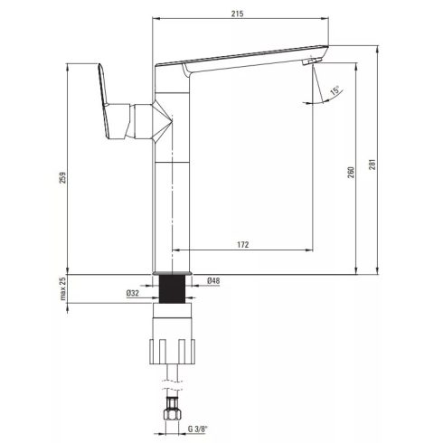 Deante Arnika Gold Magasított Mosdó csaptelep
