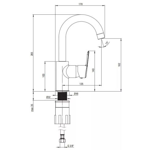 Deante Arnika Gold "U" kifolyócsővel