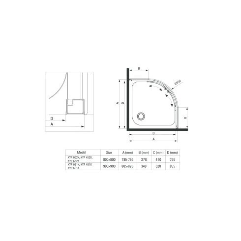 DEANTE FUNKIA Nero Íves Zuhanykabin 80cm