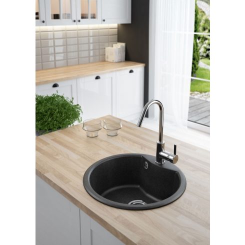 Deante Solis 1 medencés kerek mosogató-GRAFIT