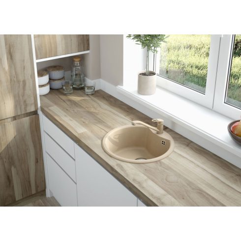 Deante Solis 1 medencés kerek mosogató-HOMOK