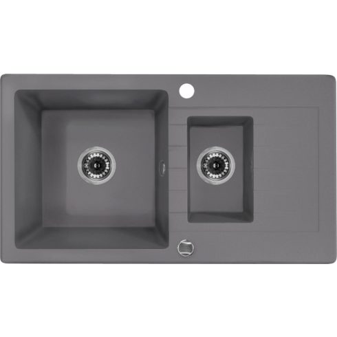 Deante Zorba 1,5 medencés mosogató+rövid csepegtető-FÉMSZÜRKE