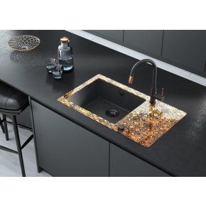   DEANTE CAPELLA SINK GRANITE-GLASS DIAMOND M 860X500X200 3,5" + WITH FITTING