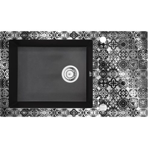 DEANTE CAPELLA SINK GRANITE-GLASS DIAMOND P 860X500X200 3,5" + WITH FITTING