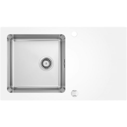DEANTE PALLAS SINK STEEL-GLASS DIAMOND W 860X500X200 3,5" WITH FITTING