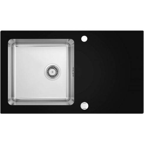 DEANTE PALLAS SINK STEEL-GLASS DIAMOND X 860X500X200 3,5" WITH FITTING