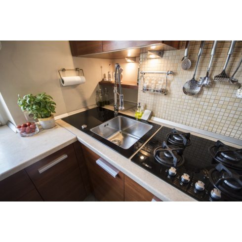 DEANTE PALLAS SINK STEEL-GLASS DIAMOND X 860X500X200 3,5" WITH FITTING