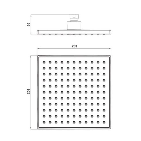 DEANTE WRZOS szögletes esőztető_200x200x21 mm