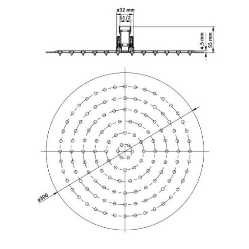 DEANTE FLOKS NERO kerek esőztető_300x4,5 mm