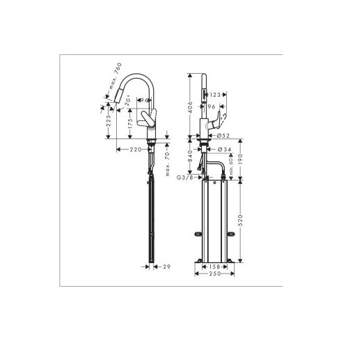 Hansgrohe Focus M41 Egykarok Konyhai csaptelep 240