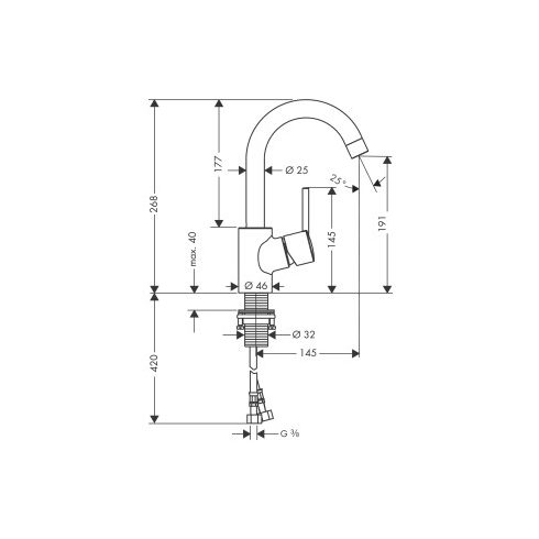 Hansgrohe Talis S Egykaros mosdócsaptelep elforgatható kifolyóval, automata lefolyó-garnitúrával