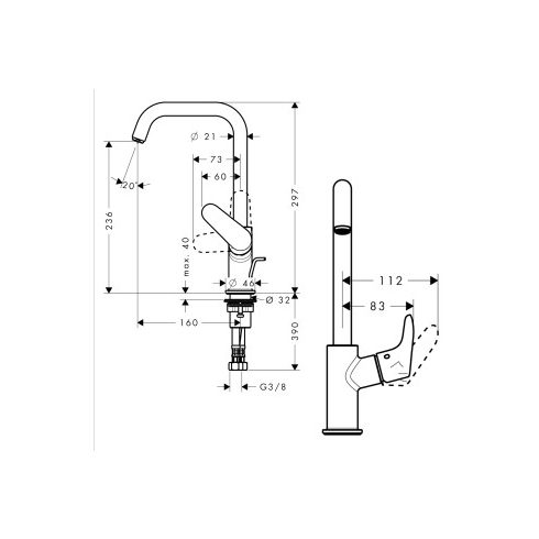 Hansgrohe Focus Egykaros mosdócsaptelep 240 elforgatható kifolyóval, automata lefolyó-garnitúrával