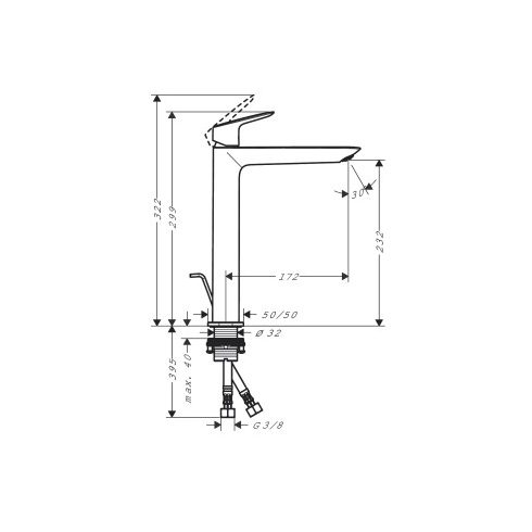 Hansgrohe Logis Fine egykaros mosdócsaptelep 240, automata lefolyógarnitúrával