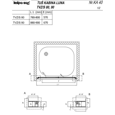 Kolpa LUNA TVZ/S zuhanykabin