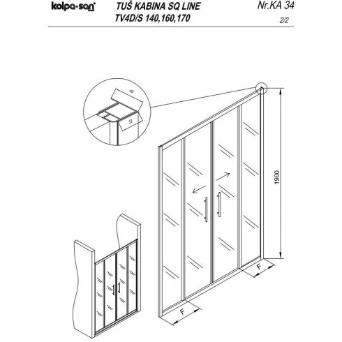 Kolpa SQ LINE TV4D/S zuhanyajtó
