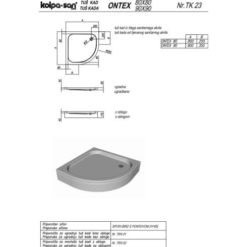 Kolpa Ontex zuhanytálca