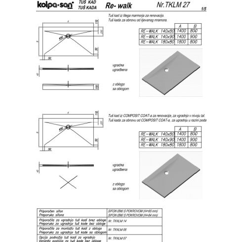Kolpa Re Walk zuhanytálca