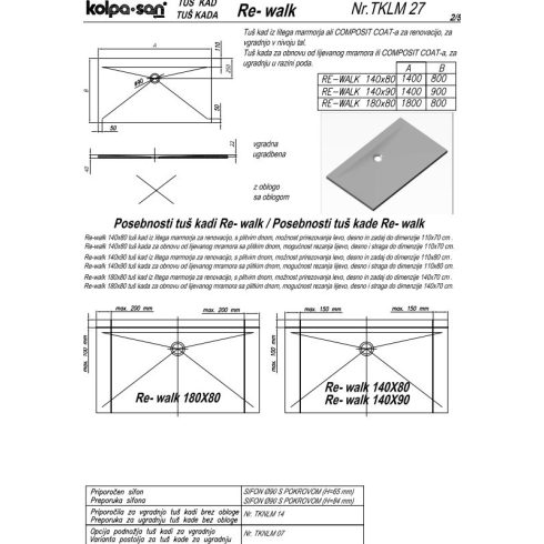 Kolpa Re Walk zuhanytálca