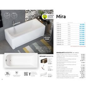 M acryl Mira / Mira Slim egyenes akril kád