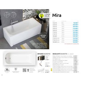 M acryl Mira / Mira Slim egyenes akril kád