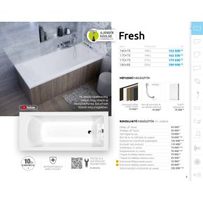 M acryl Fresh egyenes akril kád