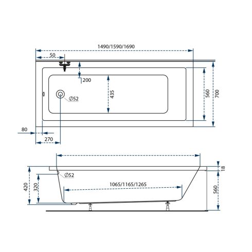 M acryl Sandra / Sandra Slim egyenes akril kád