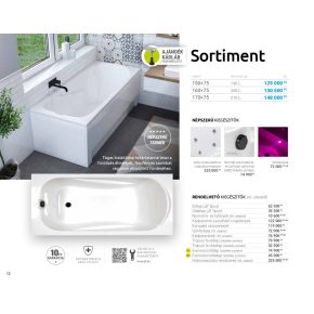 M acryl Sortiment egyenes akril kád