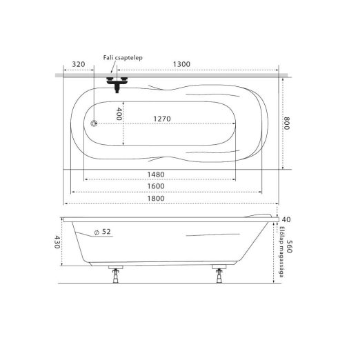 M acryl Klara egyenes akril kád