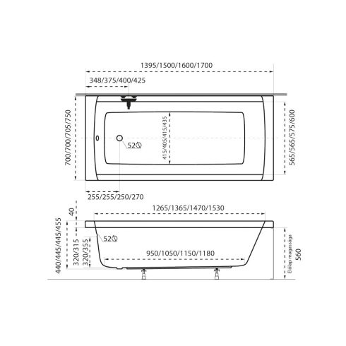M acryl Viva egyenes akril kád