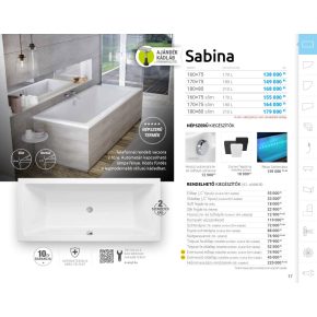 M acryl Sabina / Sabina Slim egyenes akril kád