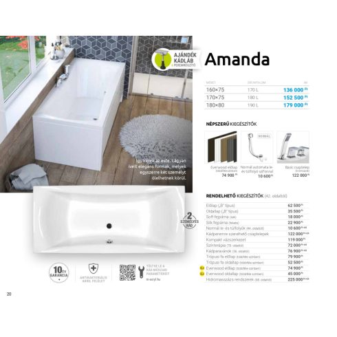 M acryl Amanda egyenes akril kád