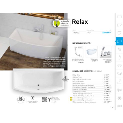 M acryl Relax Aszimmetrikus akril kád