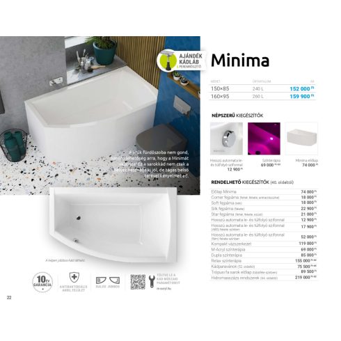 M acryl Minima Aszimmetrikus akril kád