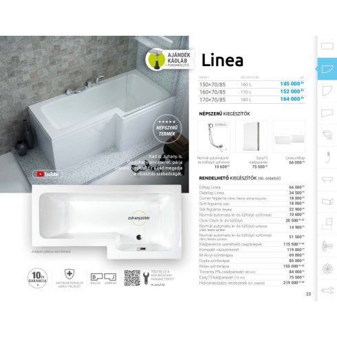 M acryl Linea Aszimmetrikus akril kád