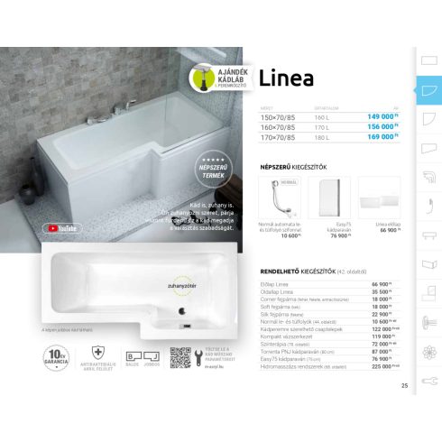 M acryl Linea Aszimmetrikus akril kád