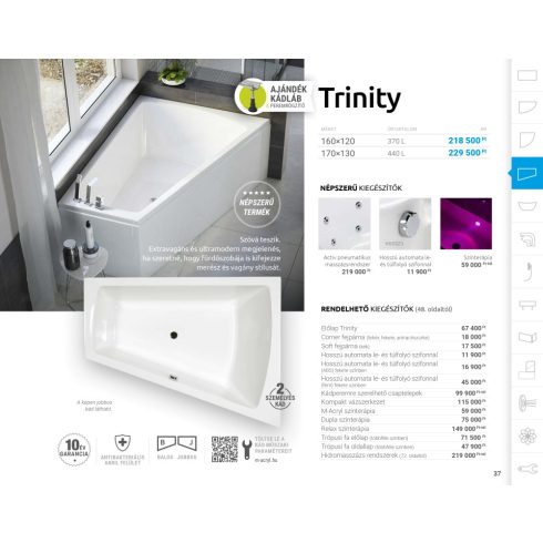 M acryl Trinity Különleges akril kád