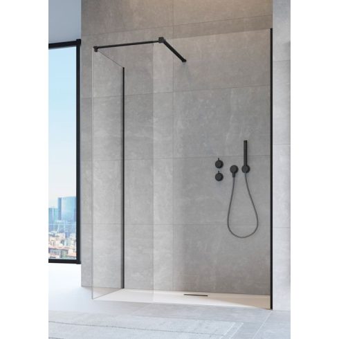 Radaway Modo New Black III Walk-in fekete zuhanyfal + összekötő adapter