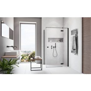   Radaway Essenza New Black KDJ szögletes fekete zuhanykabin / Nyílóajtó + oldalfal