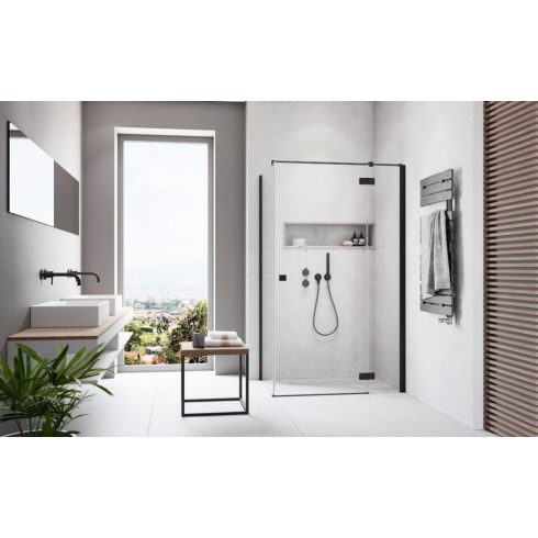 Radaway Essenza New Black KDJ szögletes fekete zuhanykabin / Nyílóajtó + oldalfal