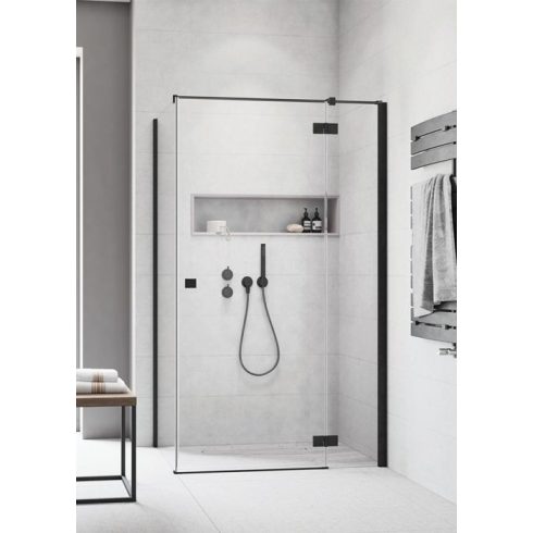 Radaway Essenza New Black KDJ szögletes fekete zuhanykabin / Nyílóajtó + oldalfal