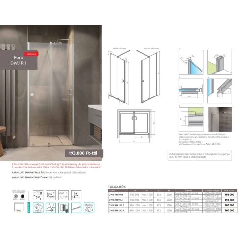 Radaway Furo DWJ RH zuhanyajtó