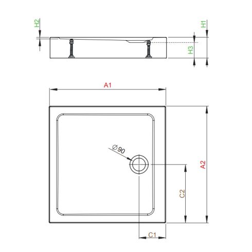 Radaway Doros Stone C szögletes zuhanytálca előlappal