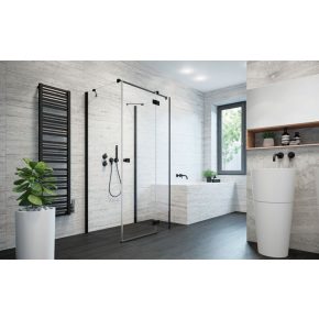   Radaway Essenza New Black KDJ+S szögletes fekete zuhanykabin / Nyílóajtó + oldalfal