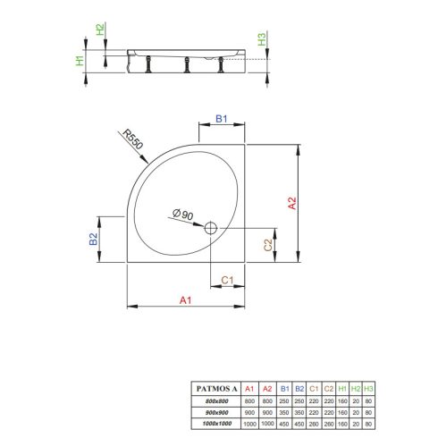 Radaway Patmos A íves zuhanytálca