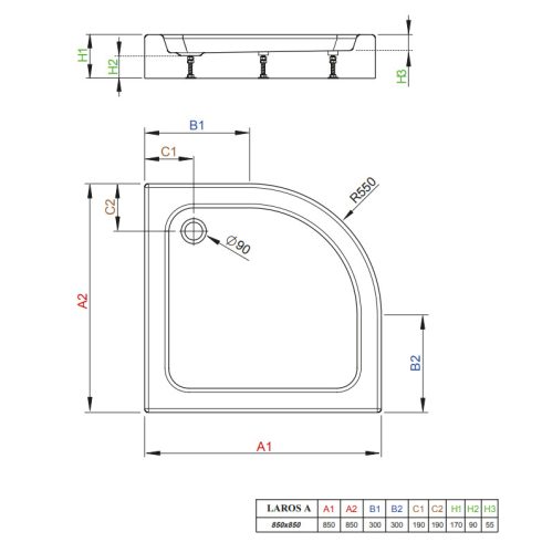 Radaway Laros A íves zuhanytálca