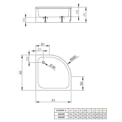 Radaway Samos A íves zuhanytálca