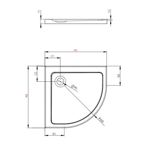 Radaway Doros Stone A íves zuhanytálca
