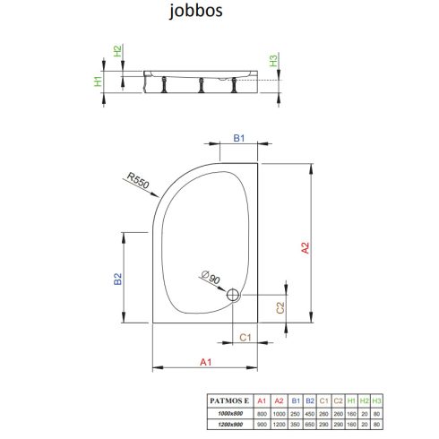 Radaway Patmos E íves zuhanytálca